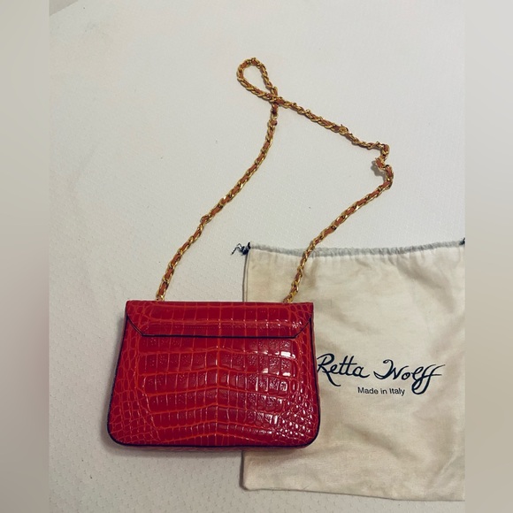 Retta Wolff Red Croc-Embossed Bag